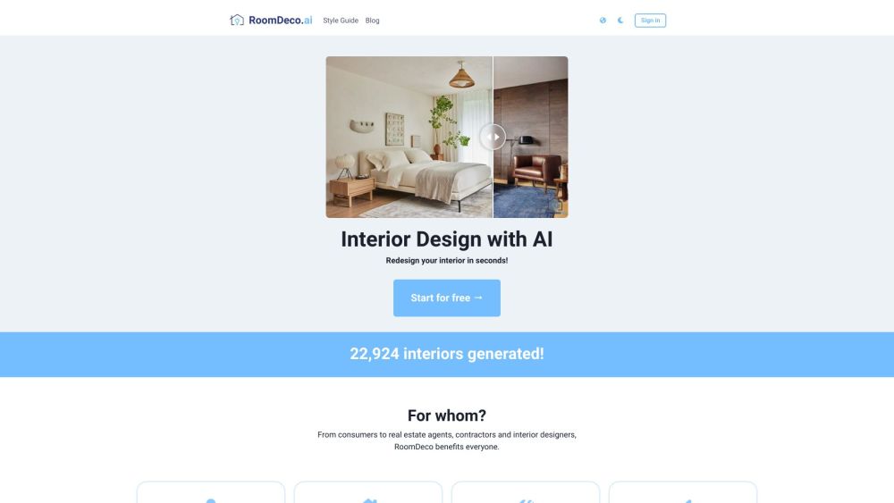 RoomDeco.ai: AI-Powered Interior Design, 100+ Styles, Customization