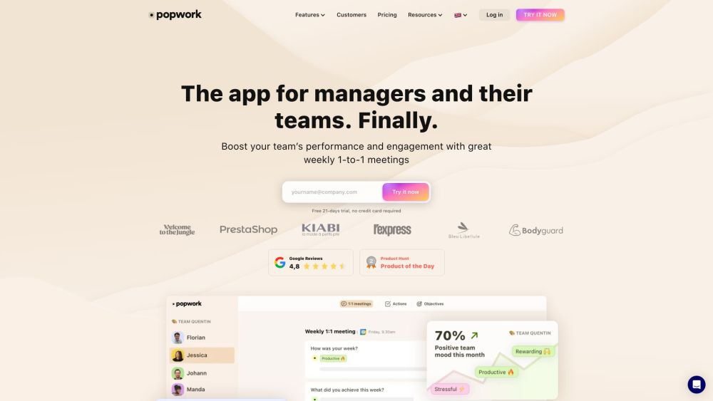 Popwork: Team Management, Mood Feedback, Objectives, HR Solutions