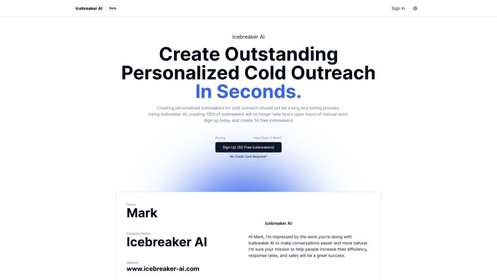 Icebreaker AI: Quick, Personalized Icebreaker Creation for Outreach