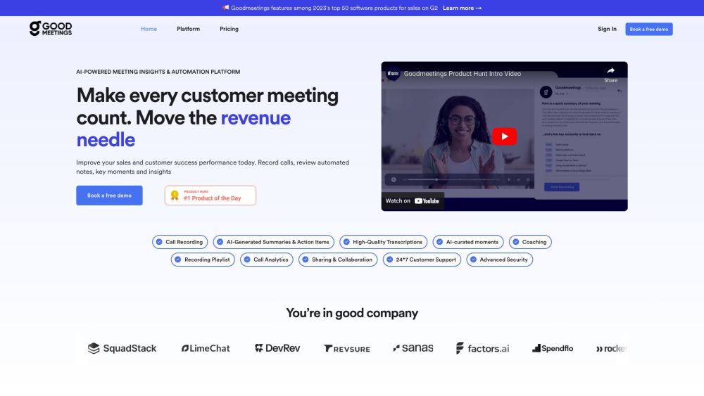 Goodmeetings: AI Insights, Call Recording, Performance Coaching