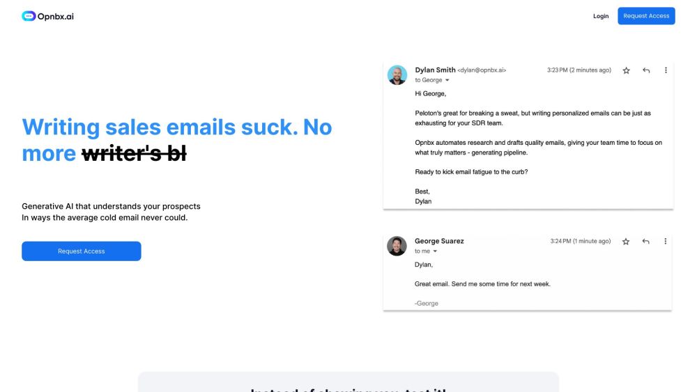 Opnbx.ai: Personalized AI Sales Emails - Streamline Communication