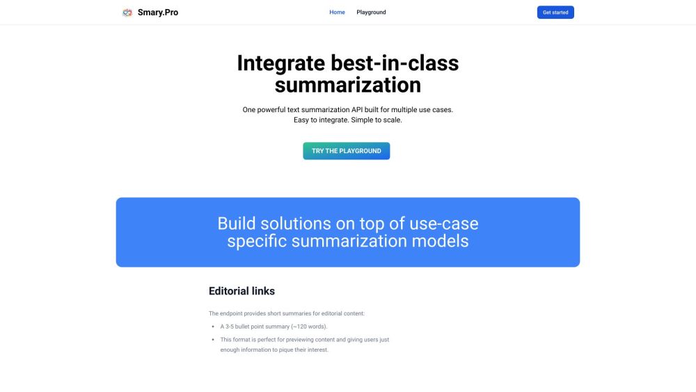 Smary.Pro: AI Summarization API - Concise Content in Bullet Points