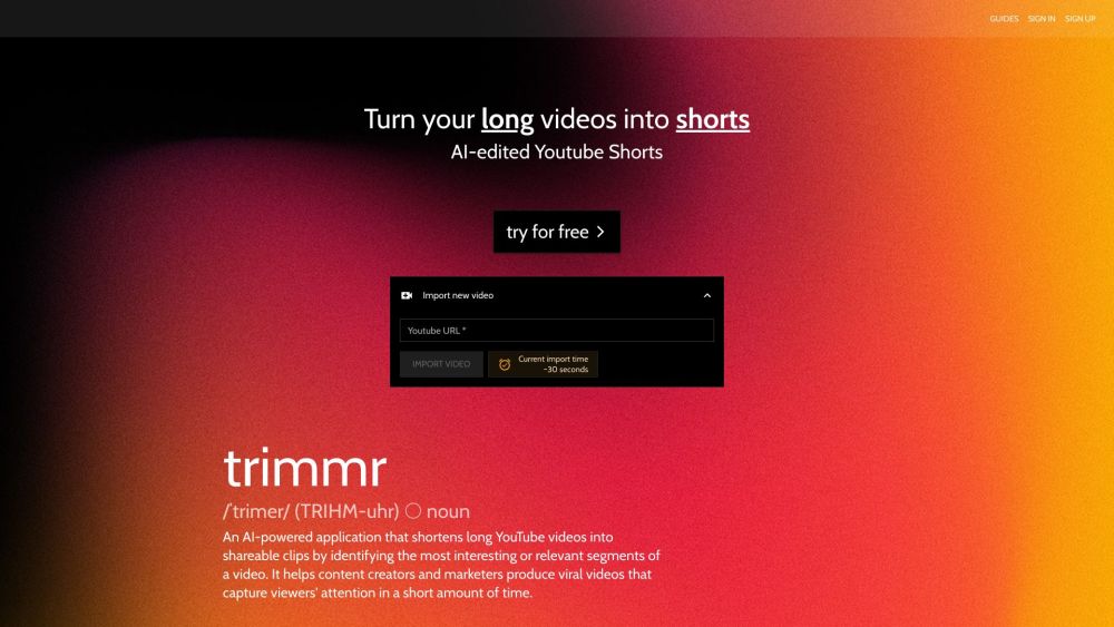 Trimmr: AI-Powered App for Short, Shareable, Viral YouTube Clips