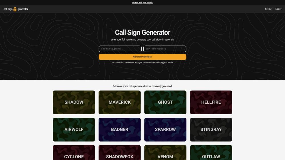 Call Sign Generator: Personalized Call Signs for Gaming, Aviation