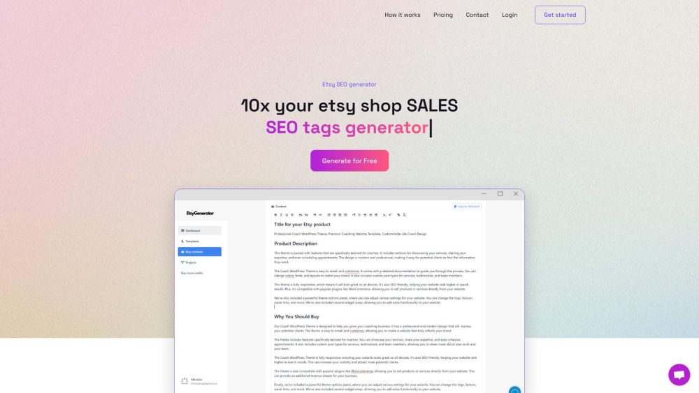 etsyGenerator: AI Tool Boosts Etsy Sales with SEO Listings