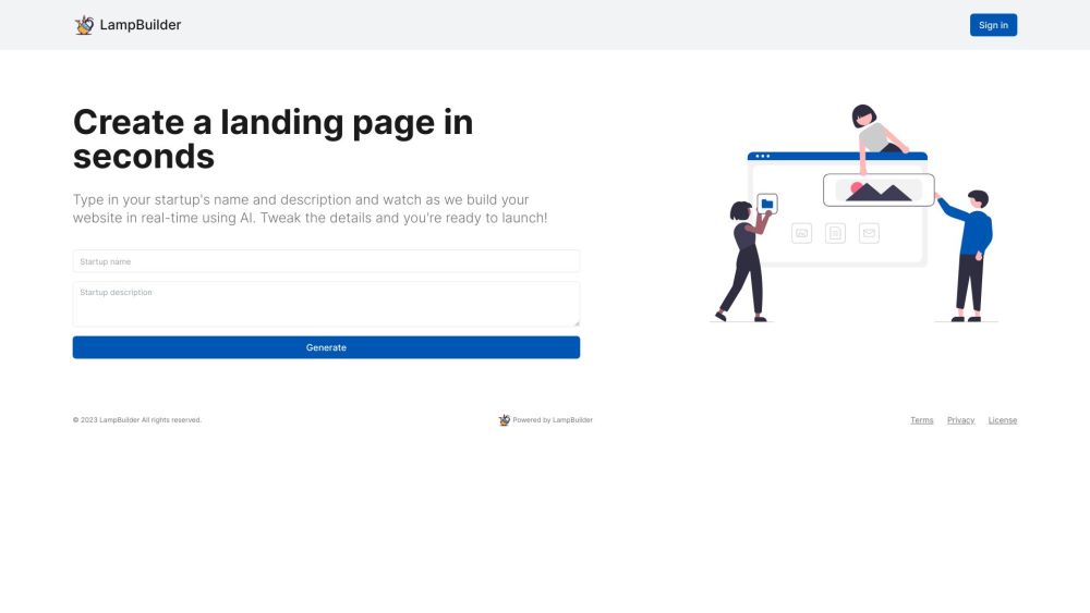 Lampbuilder: AI Landing Page Tool for Instant Website Creation