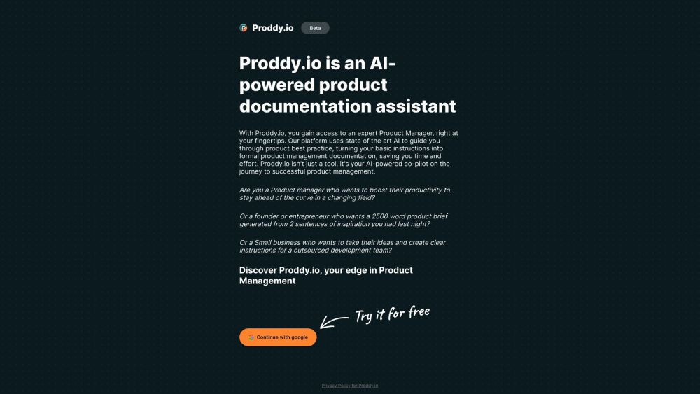 Proddy.io: AI Assistant for Streamlined Product Management & Creativity