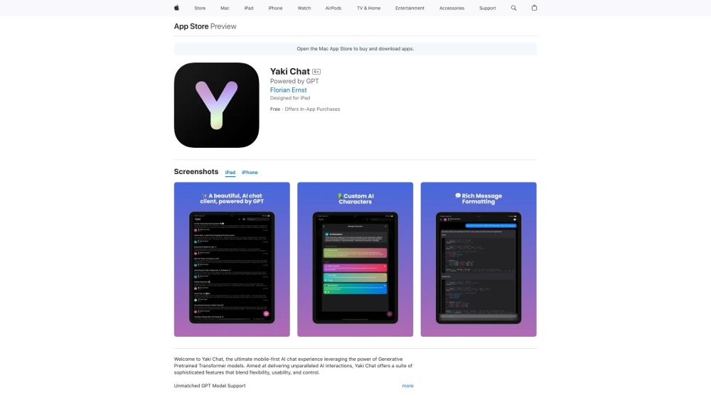 Yaki: iOS AI Chat Client Powered by OpenAI's GPT Technology