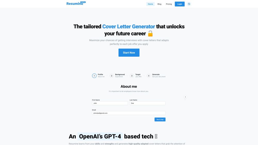 QuickCoverLetters : Free AI-Powered Custom Cover Letter Generator