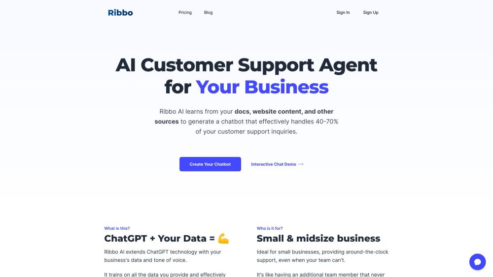 Ribbo AI: AI Chat Support Agent Using ChatGPT, Handles 40-70% Inquiries