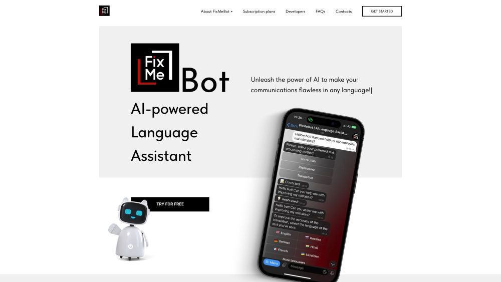 FixMeBot | AI Assistant: Corrects, Rephrases, Translates