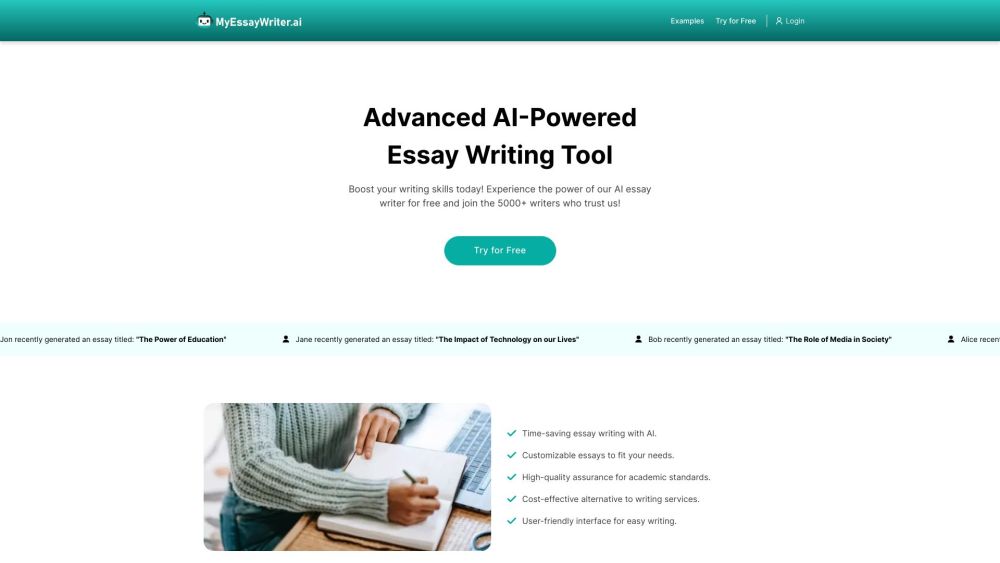 MyEssayWriter.ai: AI-Driven Tool Boosting Students' Writing Skills