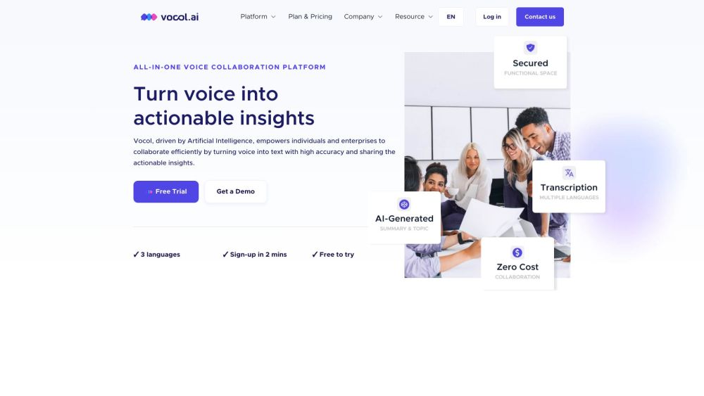 Vocol AI: High Accuracy Voice-to-Text Collaborative Meeting Software