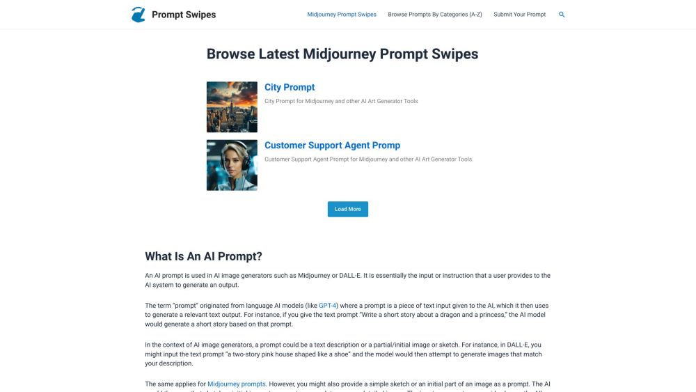 Prompt Swipes: AI Prompts, User Submissions, Image Generation Tools