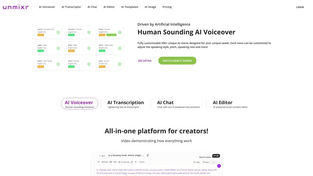 Unmixr: AI Voiceover, Transcription, Writing & Image Generation