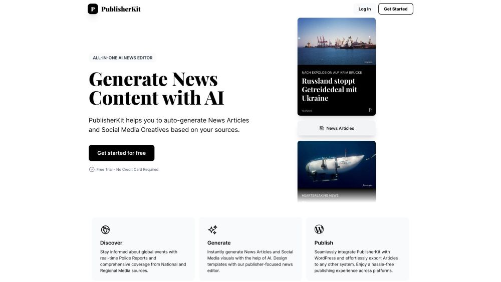 PublisherKit: AI News Article & Creative Generation All-in-One Tool