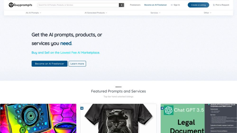 Ibuyprompts: AI Marketplace for Freelancers - Buy & Sell AI Solutions