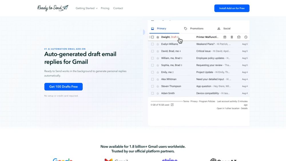 Ready to Send: AI Gmail Add-On for Automated Email Replies