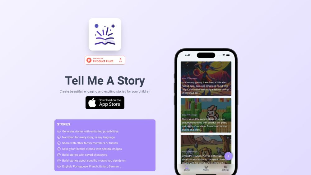 Tell Me A Story: Engaging Kids' Stories in Any Language, Share & Save