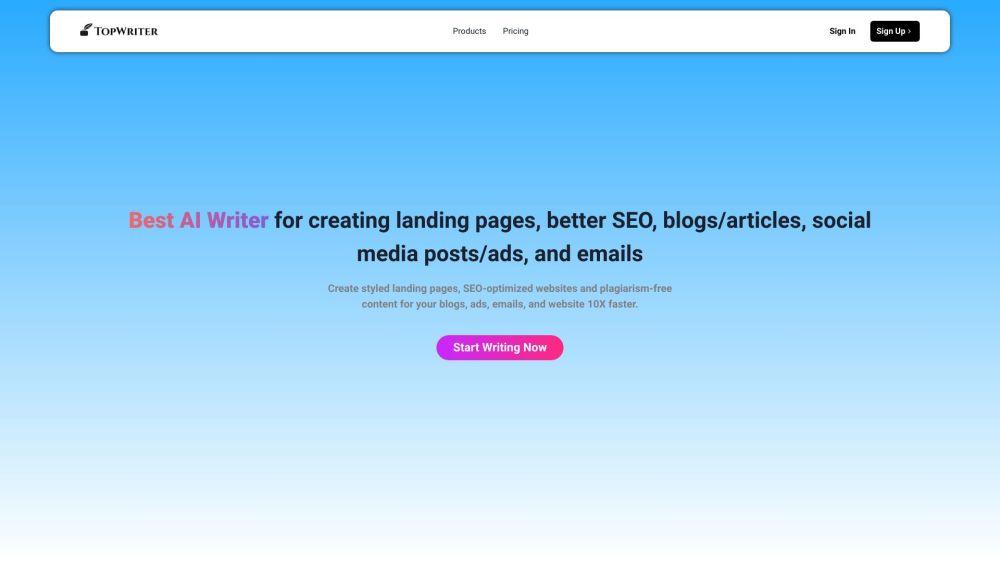 TopWriter AI: Unleash Creativity, Boost SEO, Elevate Digital Success