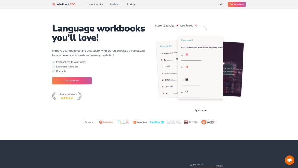 WorkbookPDF: Fun, Personalized Language Learning Workbooks