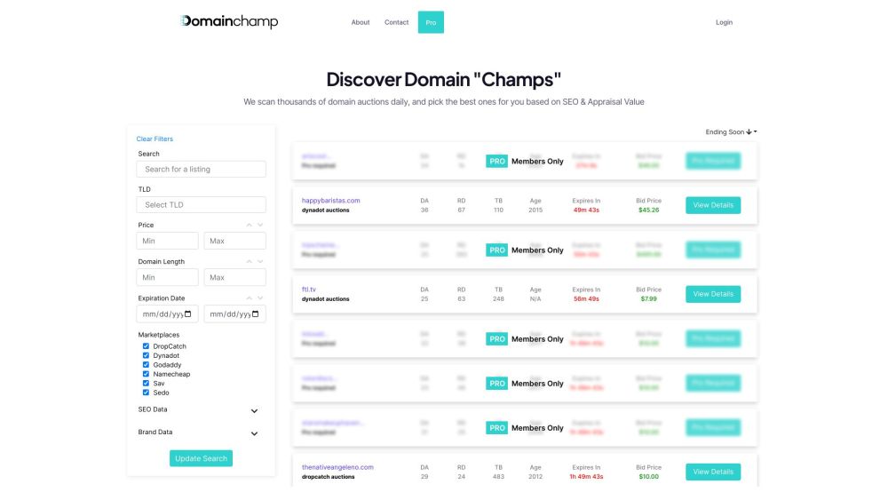 Domainchamp: Find Top Expiring Domains with SEO and Appraisal Value