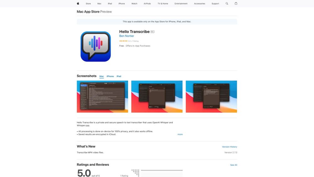 Hello Transcribe: Secure OpenAI Speech-to-Text for iOS, iPad & Mac