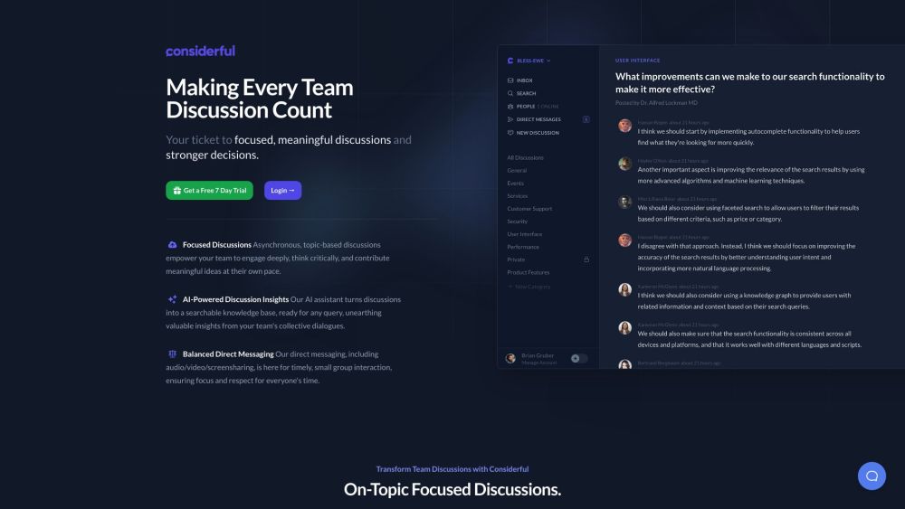 Considerful: AI Insights for Asynchronous Team Discussions