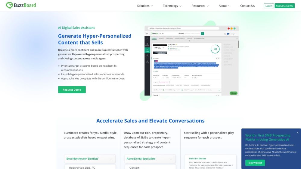 BuzzBoard: AI Sales Platform for Personalized Selling Content