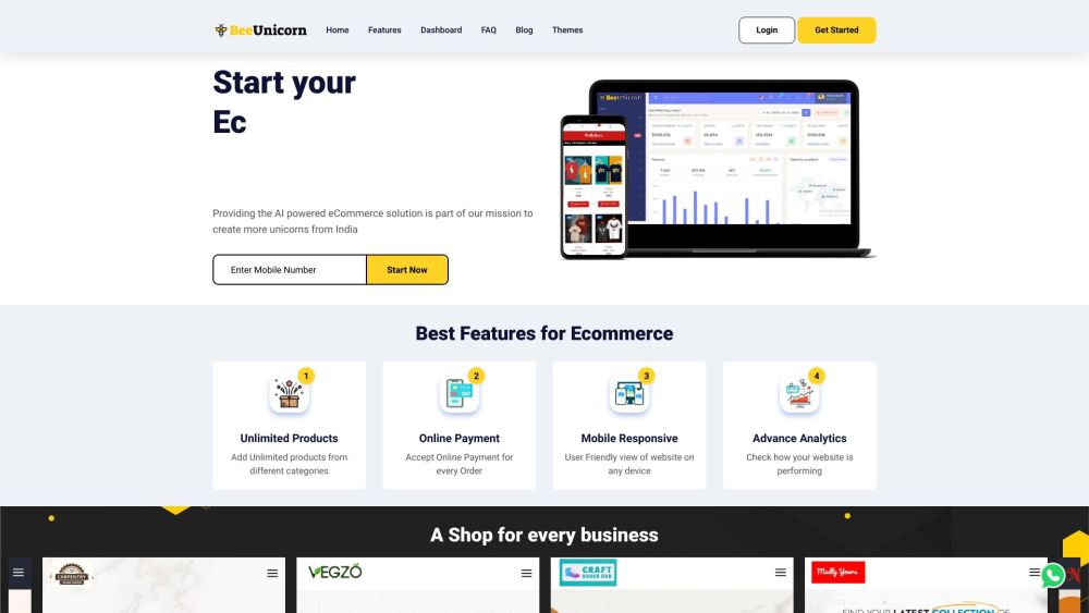 BeeUnicorn: AI Ecommerce with Advanced Analytics & Mobile Design