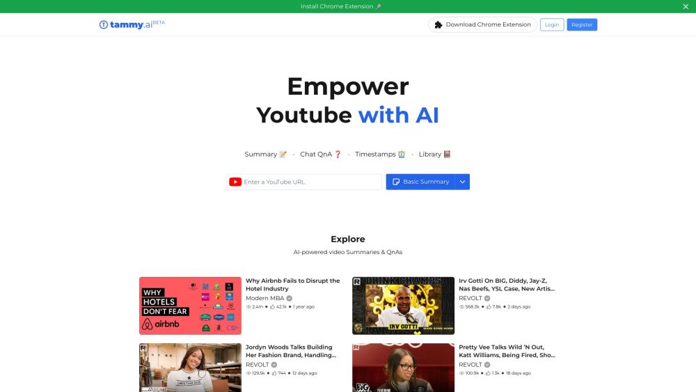 Tammy AI: AI Video Summaries, Influencer Chat, Learning Tool