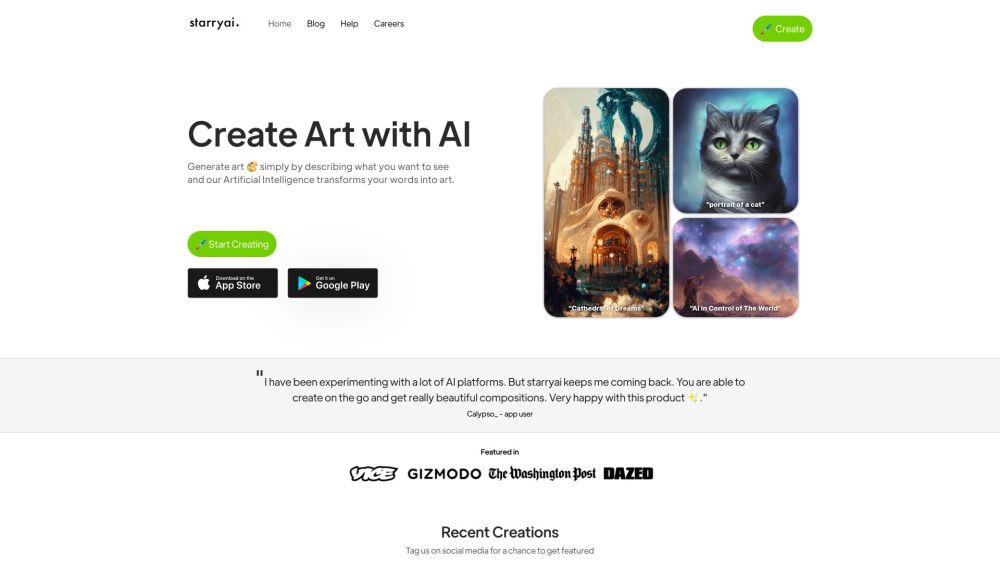 'StarryAI : AI Art Generator App for Text-Prompted Creations'