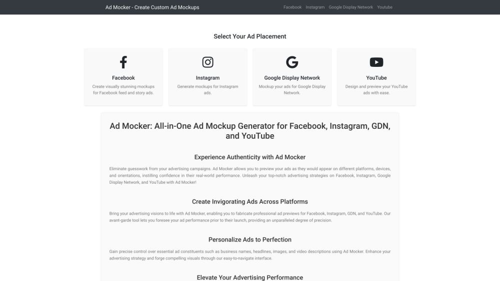 Ad Mocker: Create Stunning Previews for Facebook, Instagram, Google, YouTube