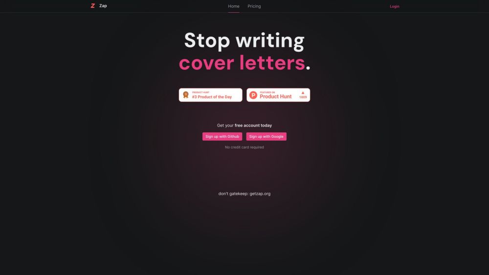 Zap: AI-Powered, Free, Instant Cover Letters, Advanced Tech Solutions