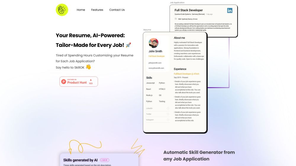 SkillOk: AI-Powered Resume Builder Tailoring CVs to Job Posts