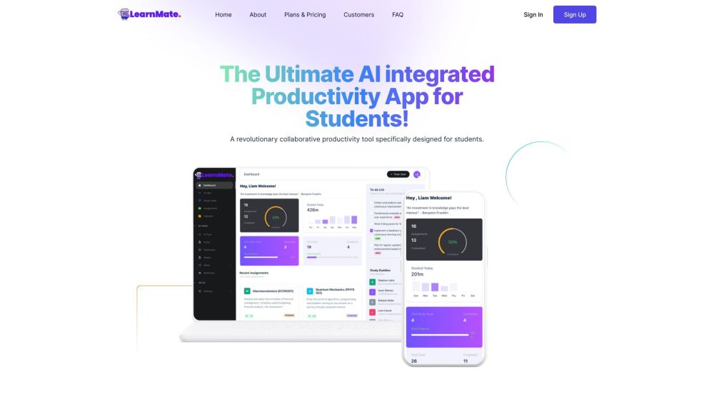 Learnmate: AI Productivity App for Enhanced Student Efficiency - Tools