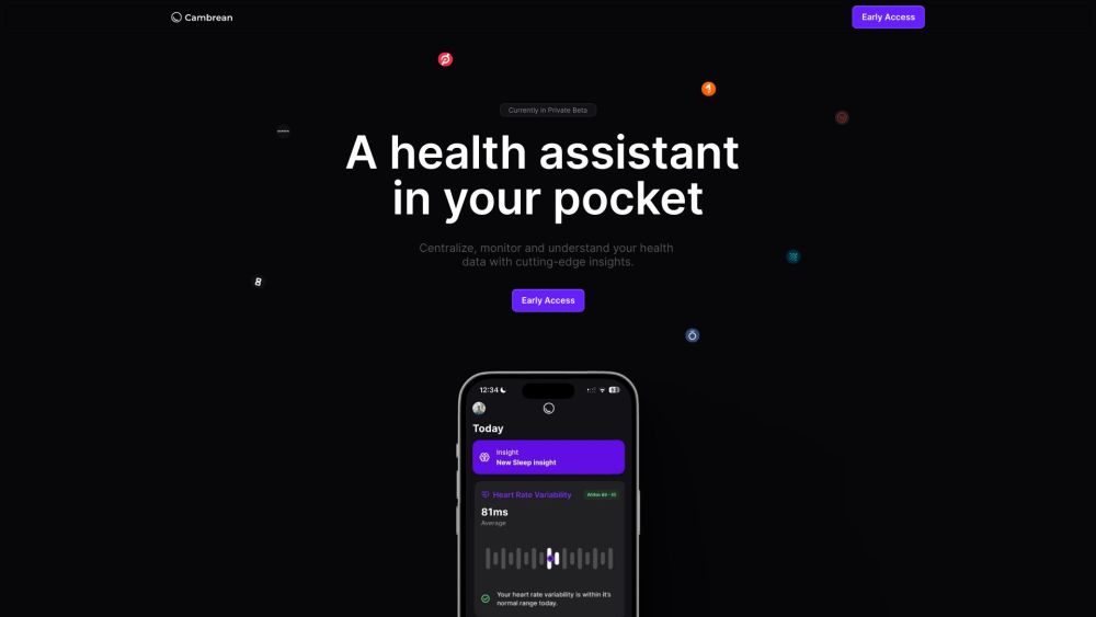 Cambrean: Sleep, Nutrition, Workout & Vitals Tracker - Health Assistant