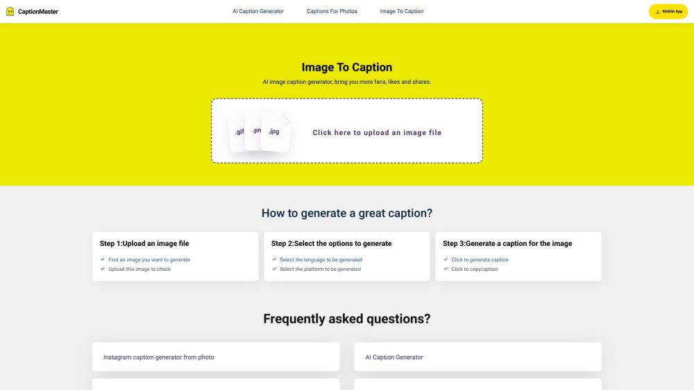 CaptionMaster: AI Captions Tool for Engaging Images, Boost Followers