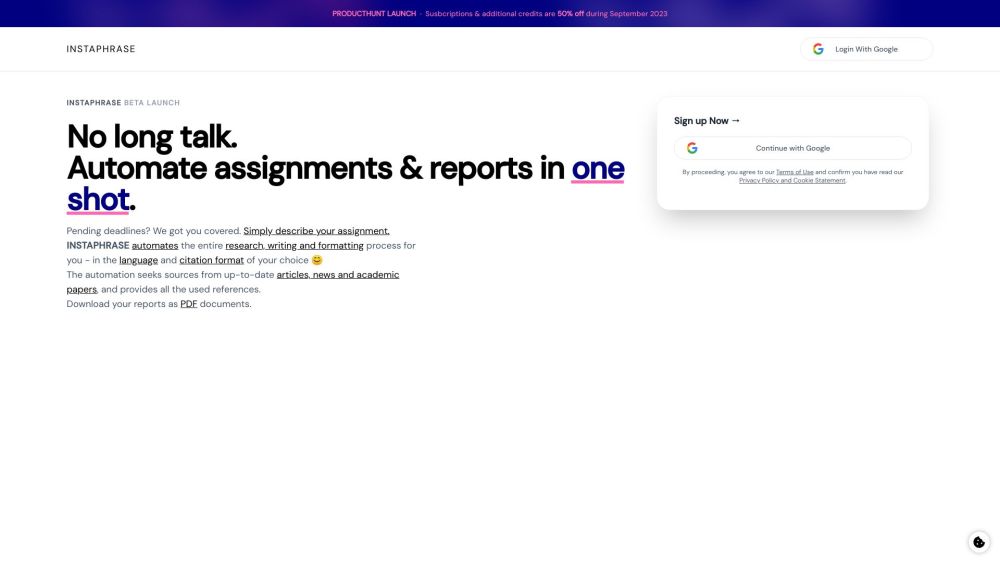 Instaphrase: Automated Research, Writing, and Formatting for Reports