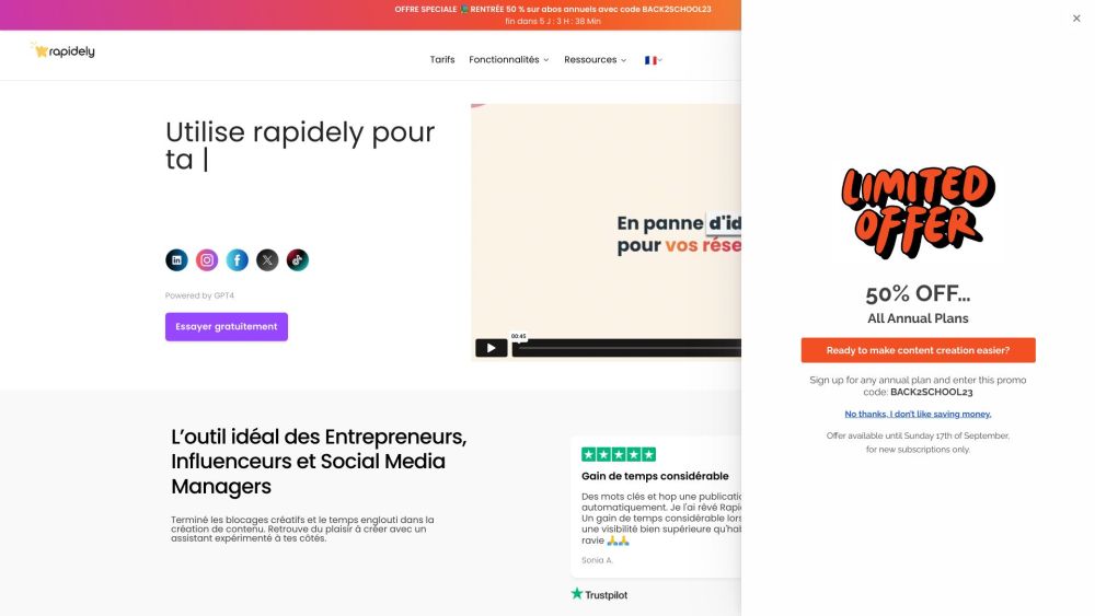 Rapidely: AI Assistant for Social Media Strategy & Content Creation