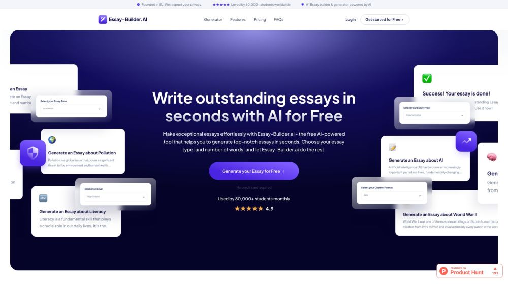 Essay-Builder.ai: Free AI Tool for Generating Quality Essays Instantly