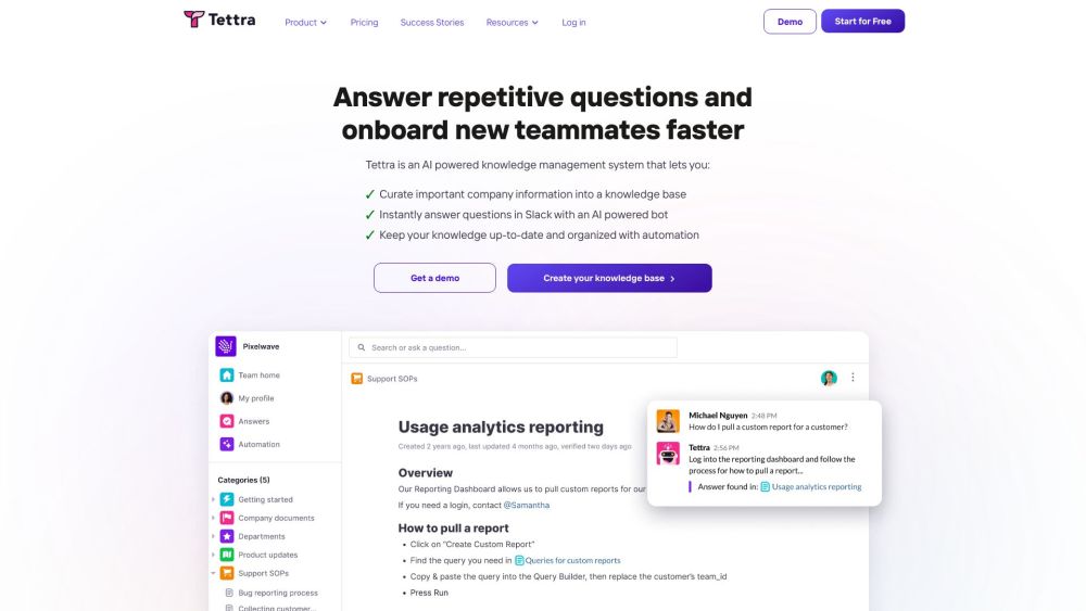 Tettra: AI Knowledge Management, Slack Integration, Automation