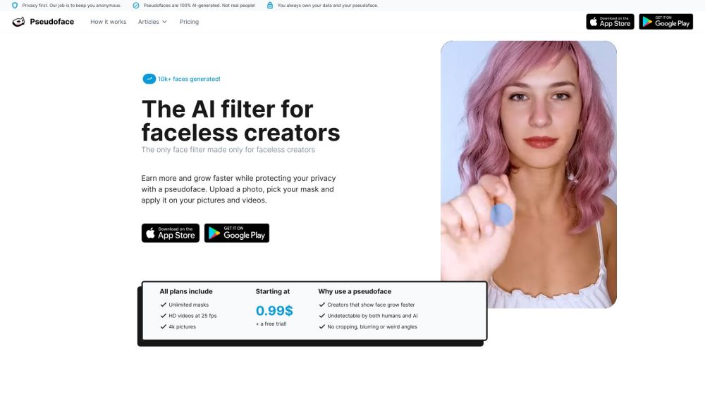 Pseudoface: AI Faces for Anonymity and Increased Income