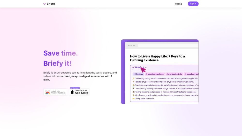 Briefy: AI Tool for Condensing Texts, Audios, Videos into Summaries