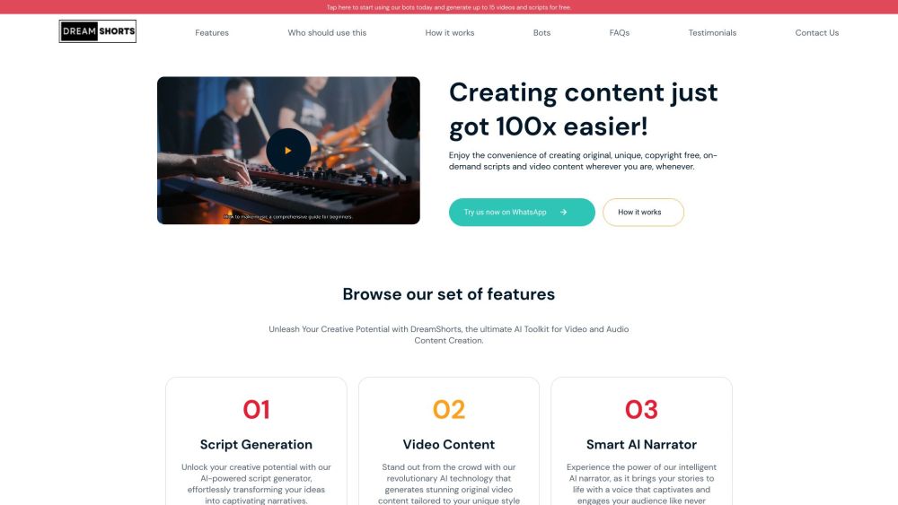 DreamShorts: AI Tool for Script Creation & Video Content