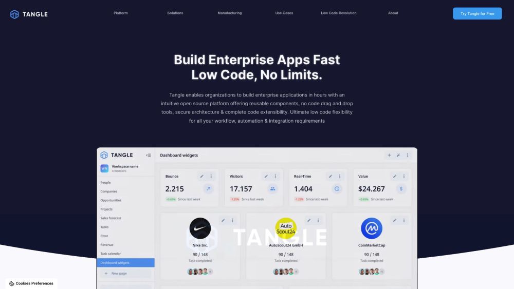 Tangle: Low-Code, AI, Secure, Extensible Enterprise App Solution