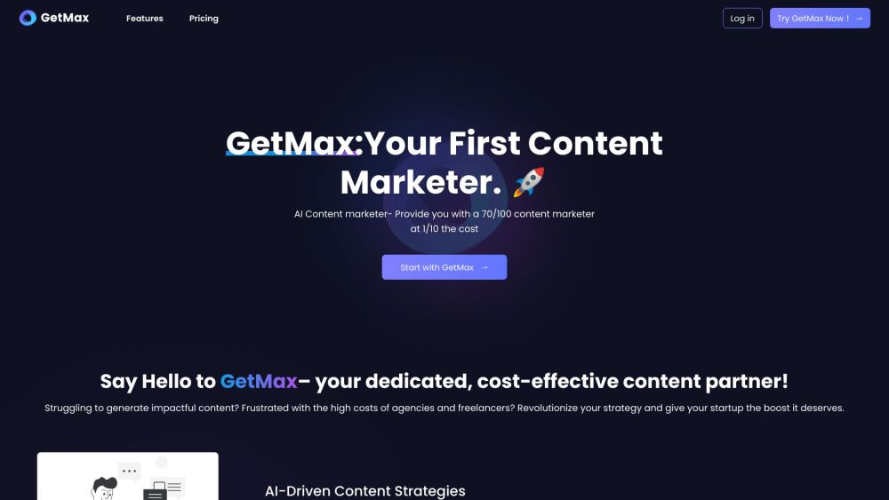 GetMax: Scalable AI Content Marketing, Affordable Solutions for Startups