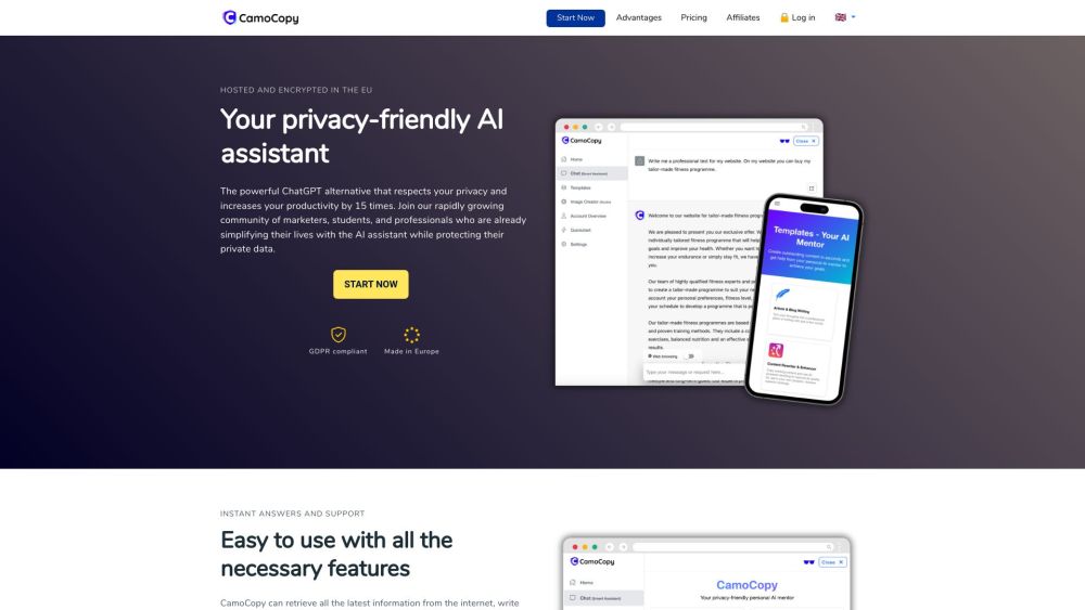 CamoCopy: GDPR AI Boosts Productivity, Secures Privacy, No Subscriptions