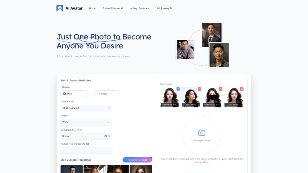 AI Avatar Generator: Quick, Diverse, AI-Powered Avatar Creation, Midjourney