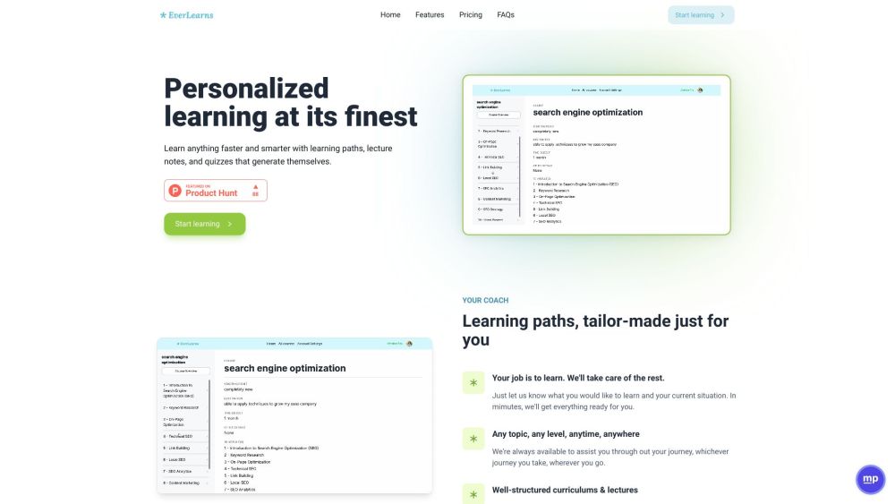 EverLearns: Smart Learning Paths, Self-Generating Quizzes & Notes